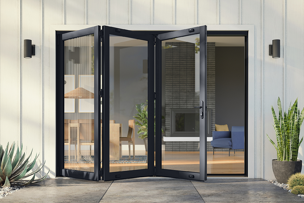 3-Panel Marvin Elevate Bi-Fold Door in Gunmetal