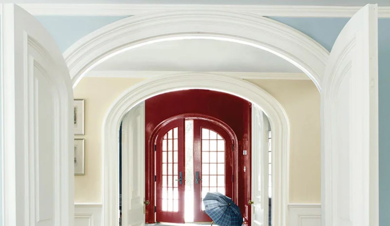 Entryway with Chantilly Lace doors and trim