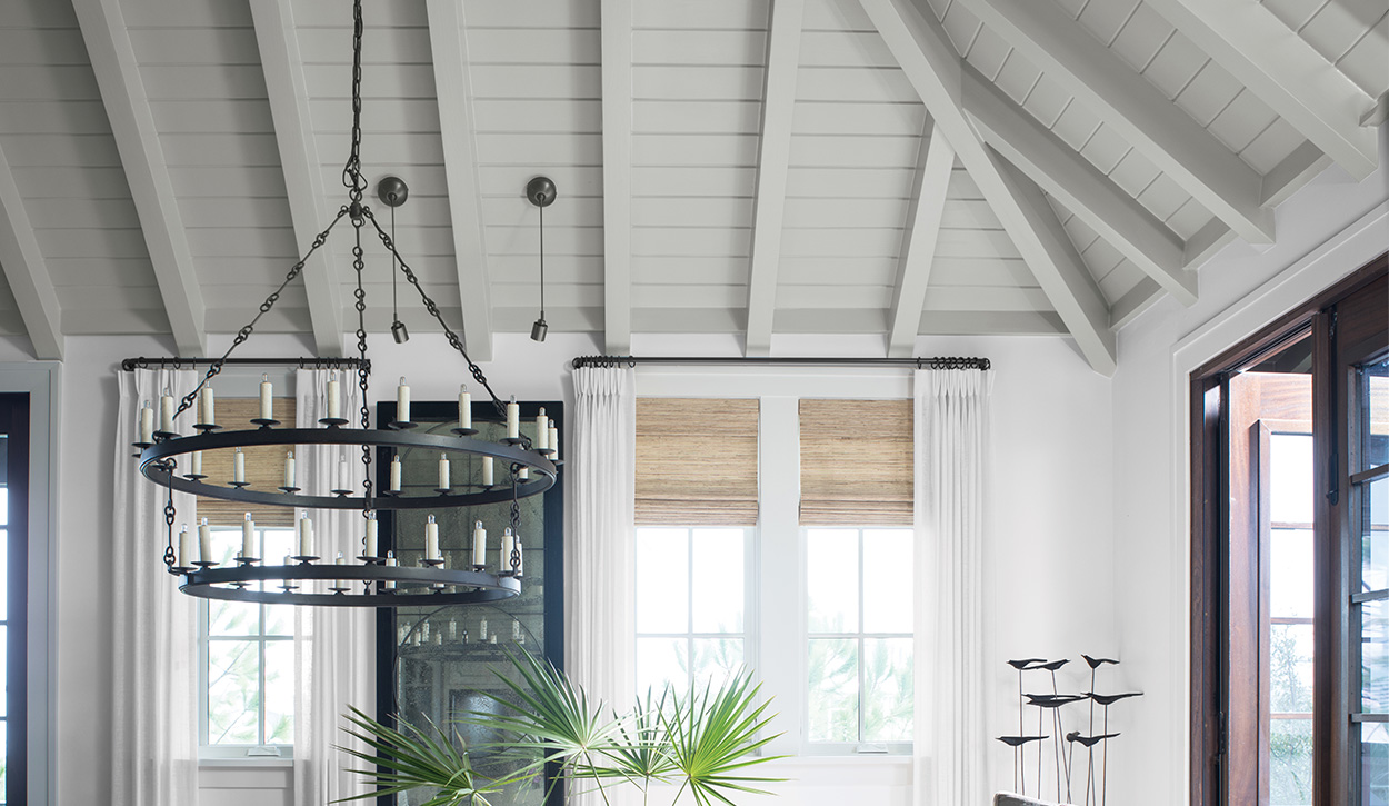 Living room painted with Benjamin Moore Waterborne Ceiling Paint