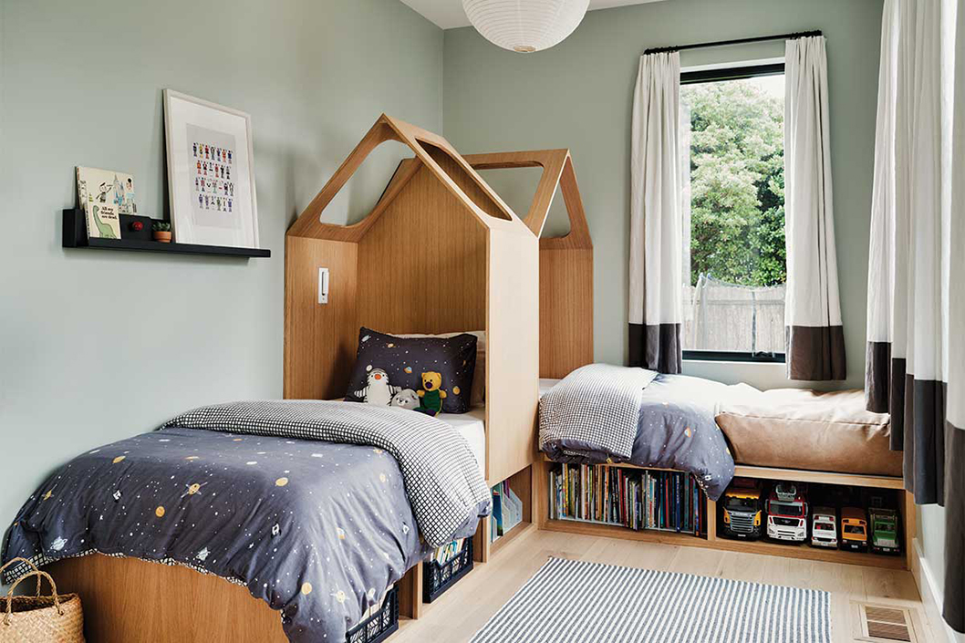 Bedroom featuring a Marvin Elevate casement window