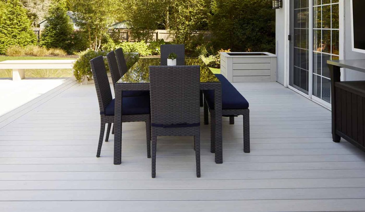 Whitewash Cedar® decking from the TimberTech Composite Legacy Collection®