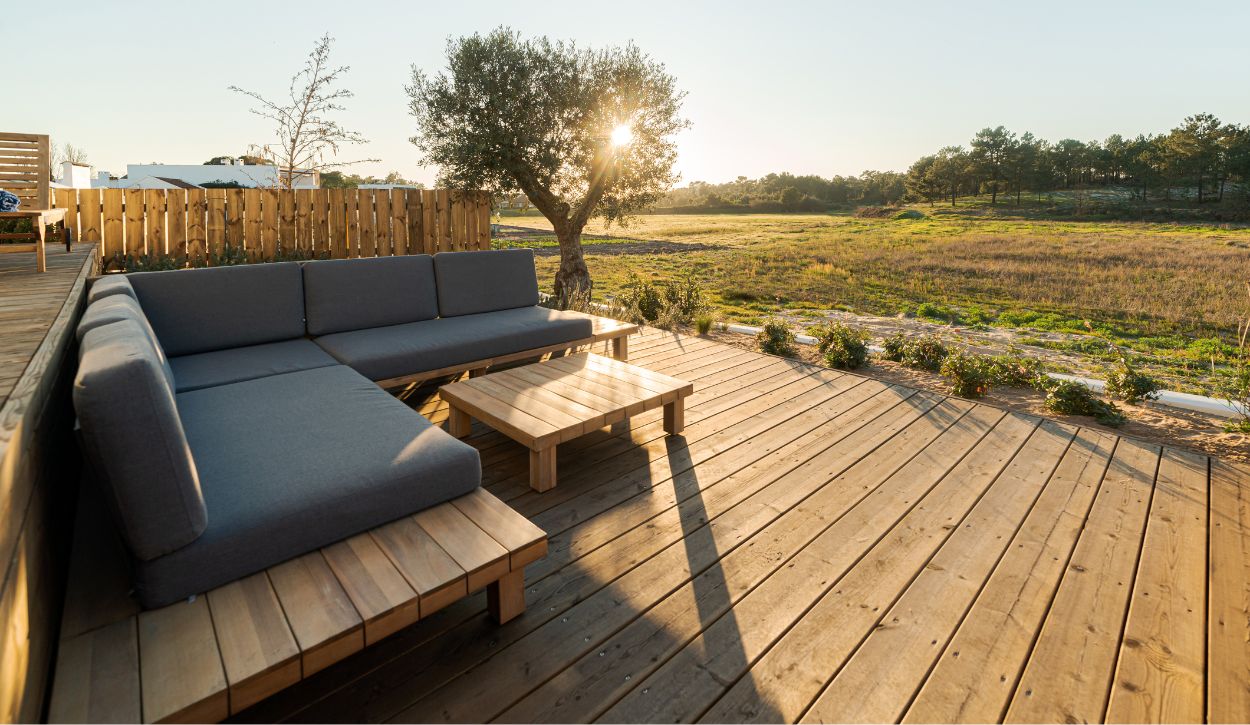 Picture of outdoor sitting area on wooden deck