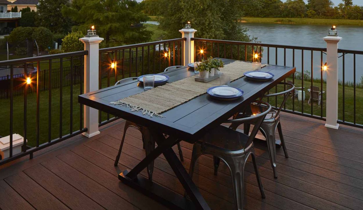 Pecan deck boards from the TimberTech Composite Legacy Collection