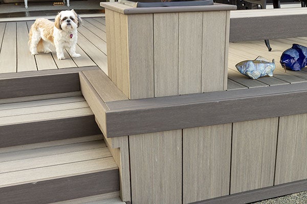 TimberTech Advanced PVC decking in Coastline and Dark Hickory