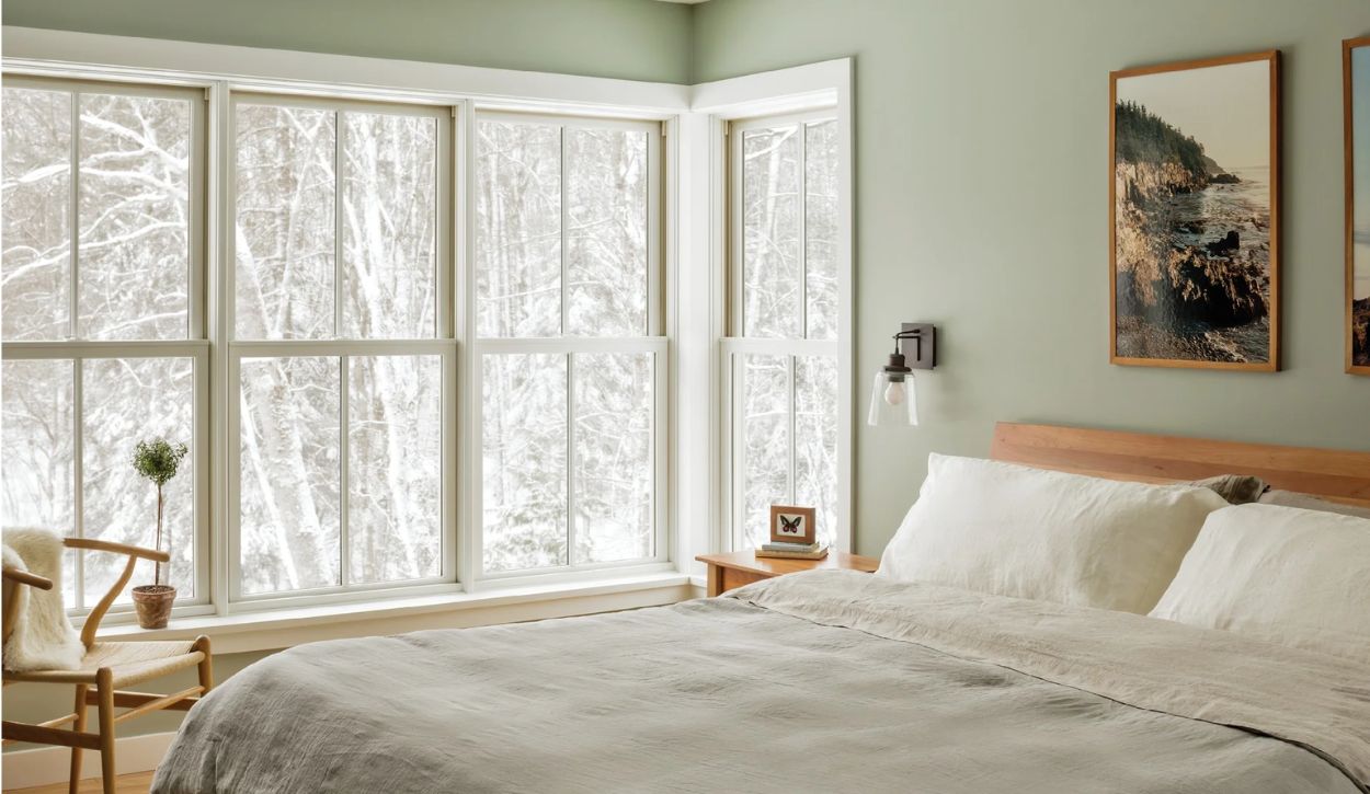 Marvin Elevate Double Hung windows with white interior finish and fiberglass cladding