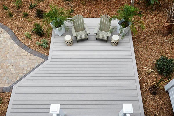 TimberTech Advanced PVC decking in Slate Gray with picture frame border