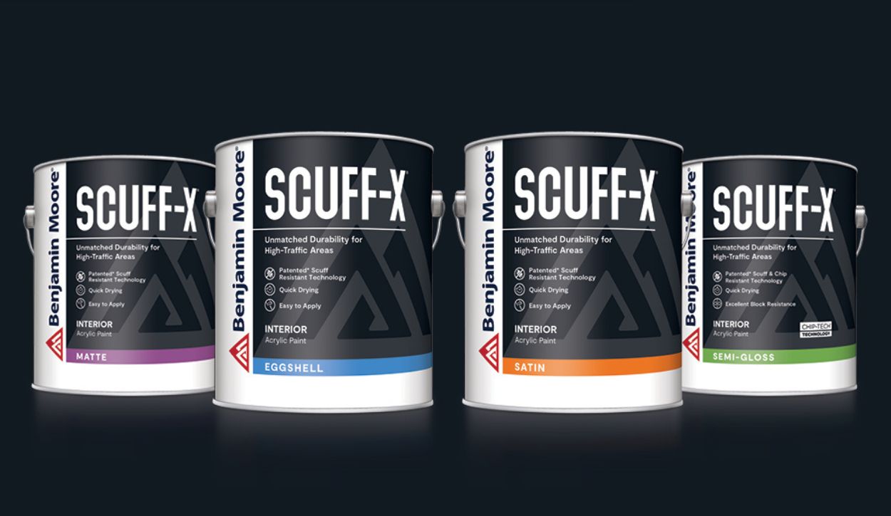 Picture of the four Scuff-X paint finish options: matte, eggshell, satin, and semi-gloss