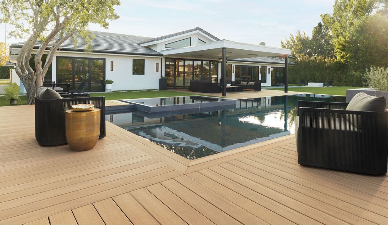 TimberTech Advanced PVC Deck in Weathered Teak, from the Vintage Collection