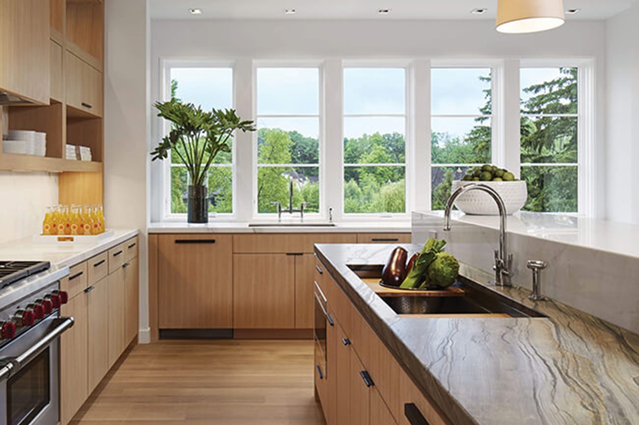 Marvin Elevate collection fiberglass windows in a kitchen