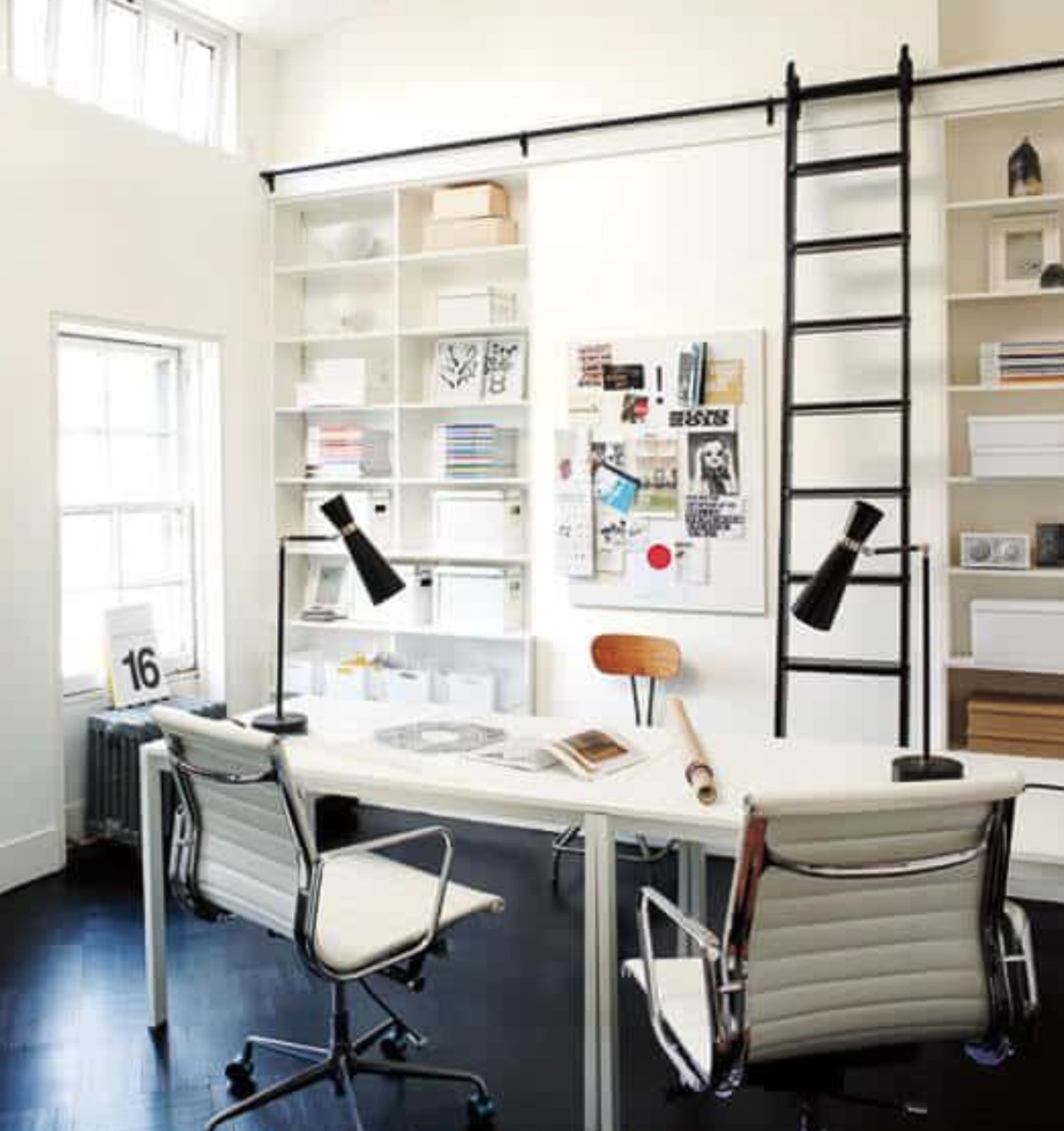 Home office in Benjamin Moore Simply White