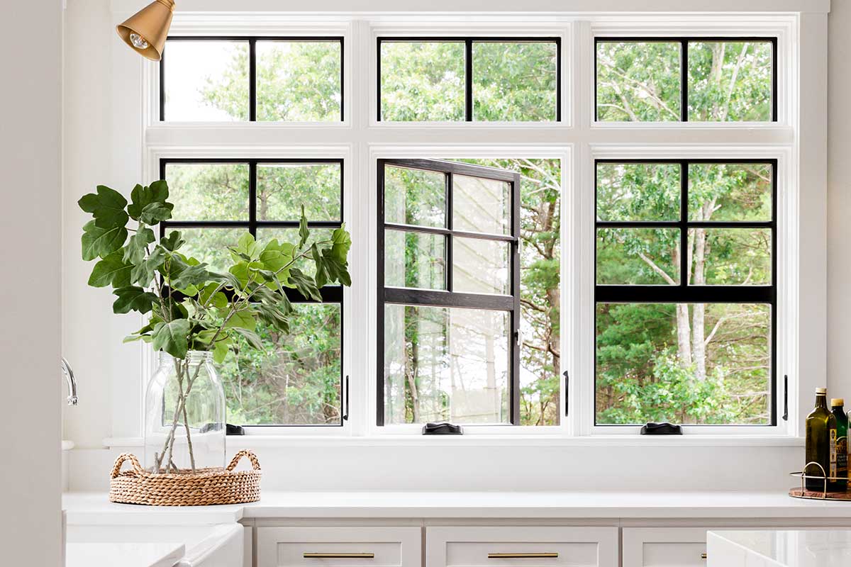 Marvin Elevate casement window with Ultrex® fiberglass exterior and wood interior