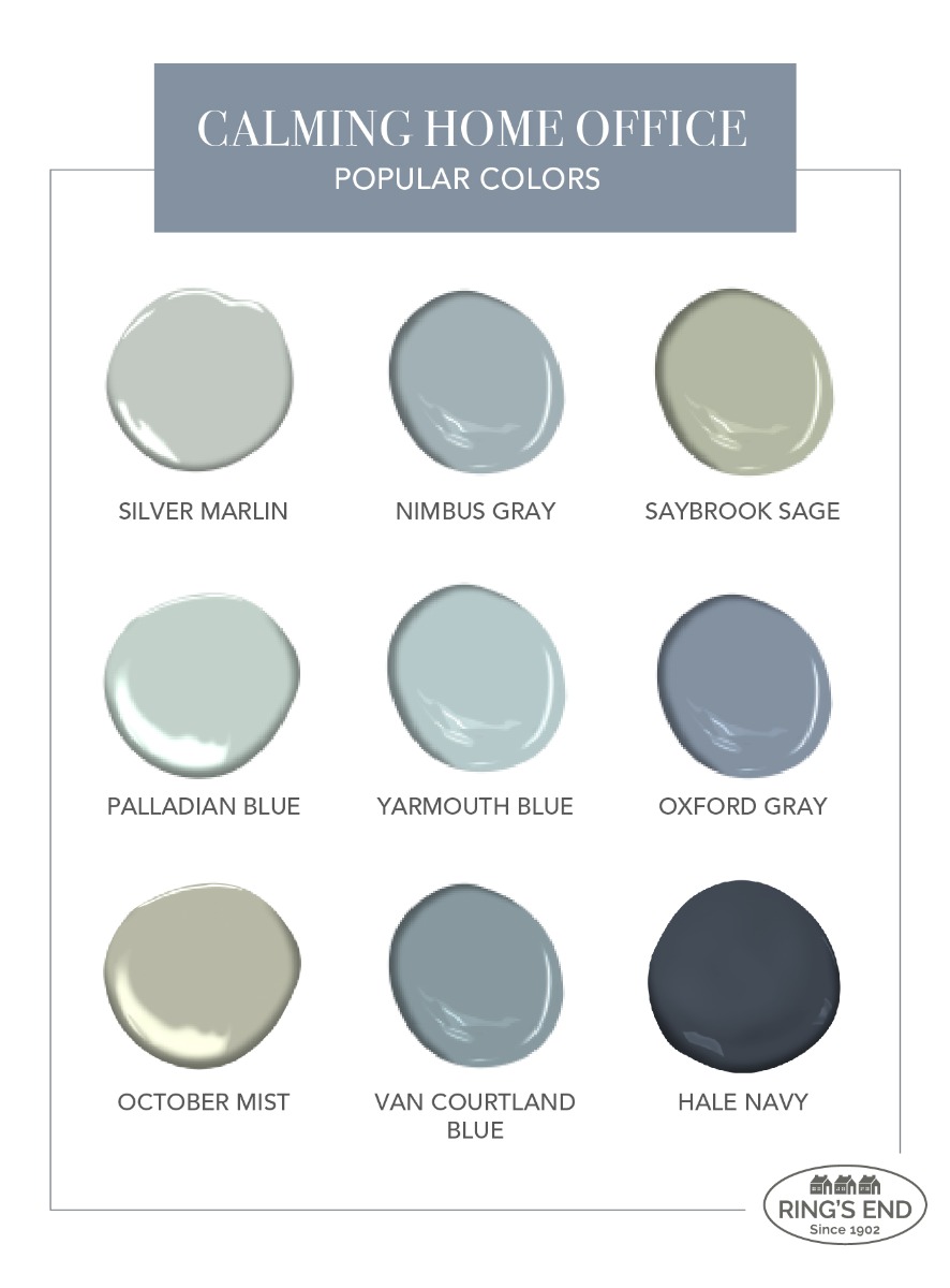 Calming home office color palette